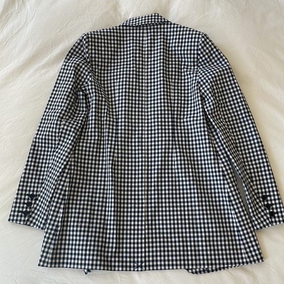 NWT Favorite Daughter Navy Blue Gingham Blazer Size Small - Picture 9 of 10